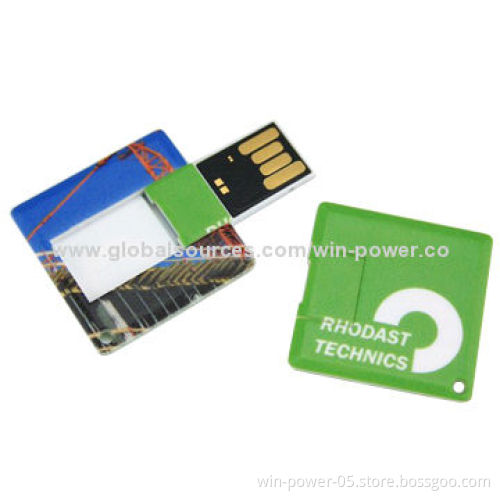 Promotional Card-shaped USB Flash Drives, Large Area to Print Your Logo, Full Capacity from 1-128GB